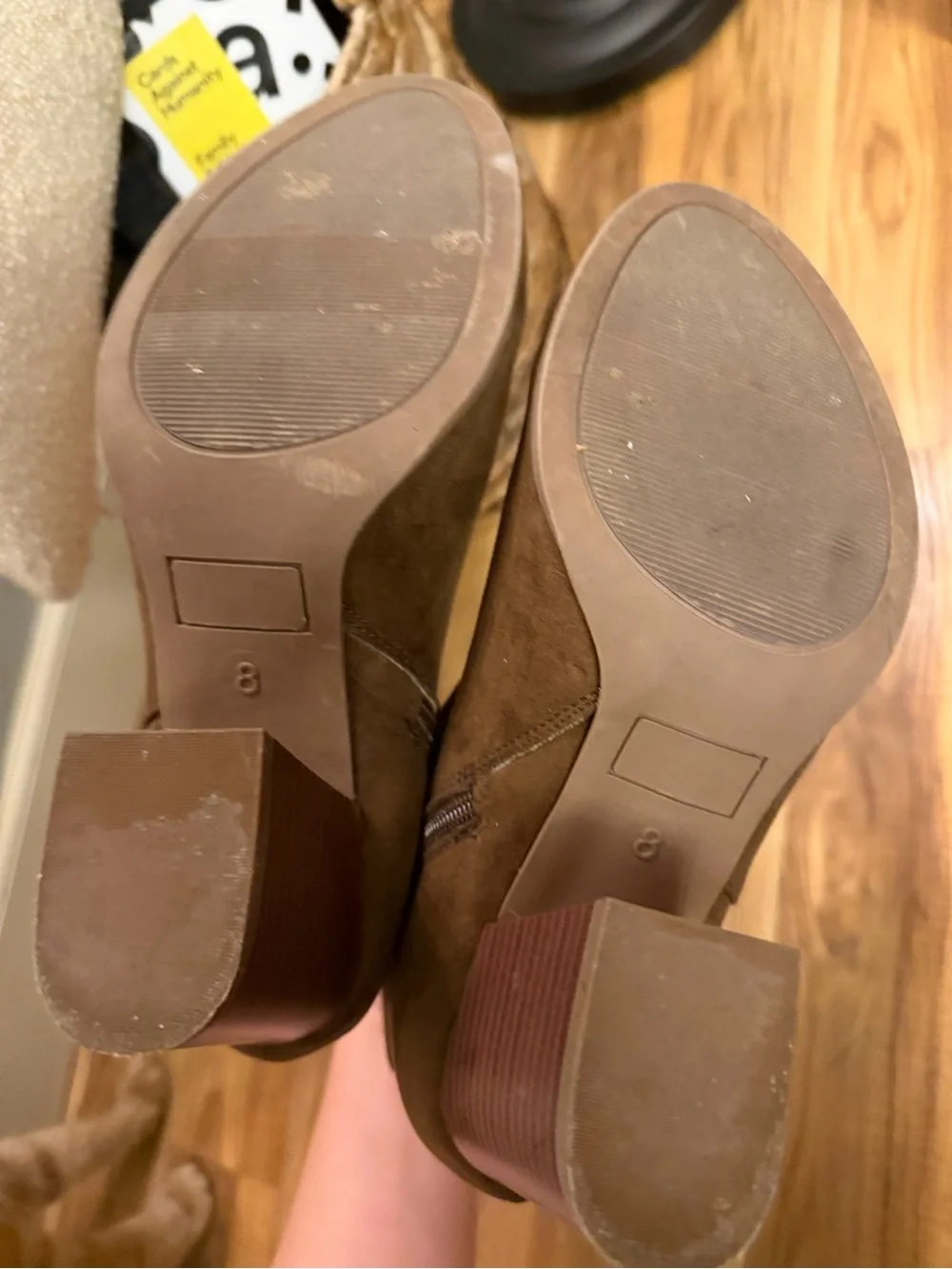 Women's Brown Suede Ankle Boots with Block Heel